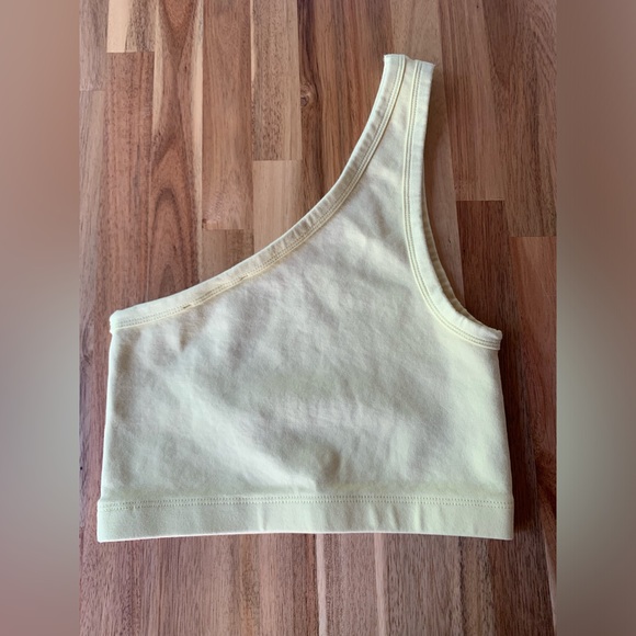 Zara Pastel Yellow One Shoulder Cropped Top - Picture 2 of 3